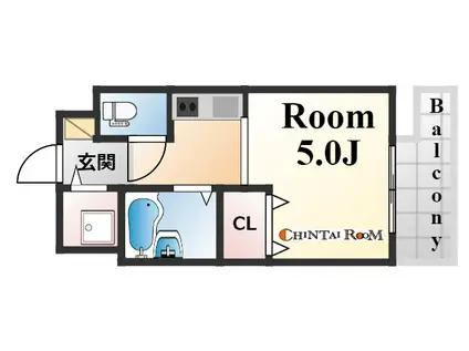 レファインド春日野道(1K/2階)の間取り写真