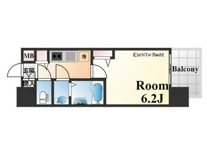 ララプレイス神戸西元町(1K/7階)の間取り写真