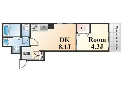 ワンゴークレスト(1DK/2階)の間取り写真