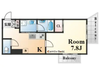 グランボヌール(1K/6階)の間取り写真