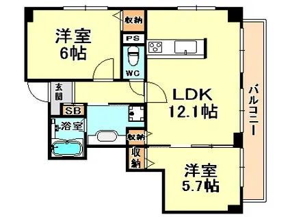 プラーシュ本山(2LDK/4階)の間取り写真