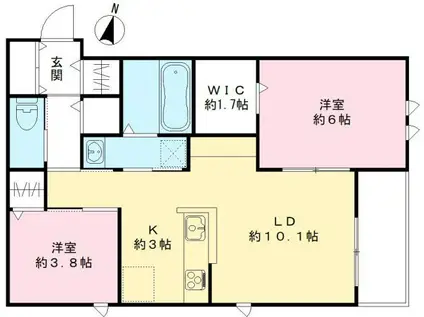 サザンエスト甲東(2LDK/2階)の間取り写真