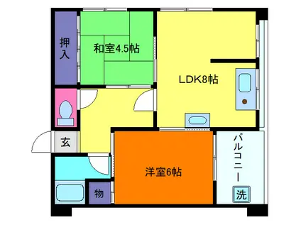 メゾン六甲(2LDK/2階)の間取り写真