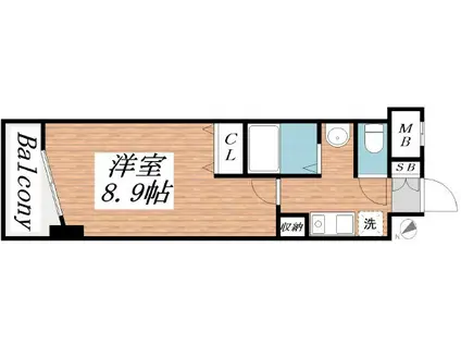 ブリックロード山の手(1K/5階)の間取り写真