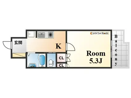 ジョイフル御影Ⅲ(1K/2階)の間取り写真