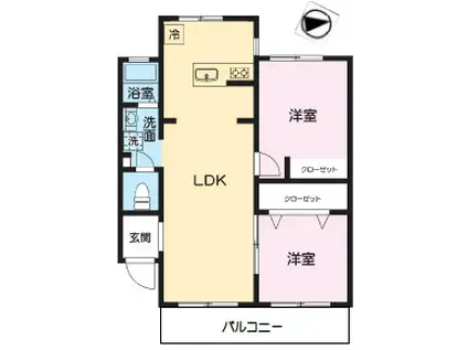 コーポ中山手(2LDK/1階)の間取り写真