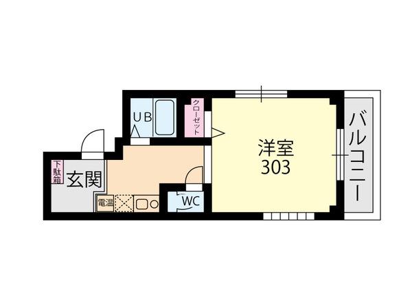 ルネ六甲(1K/3階)の間取り写真