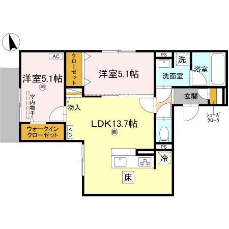 グラン アルベロ(2LDK/1階)の間取り写真