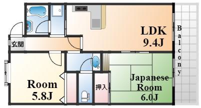 ペンコート芦屋(2LDK/2階)の間取り写真