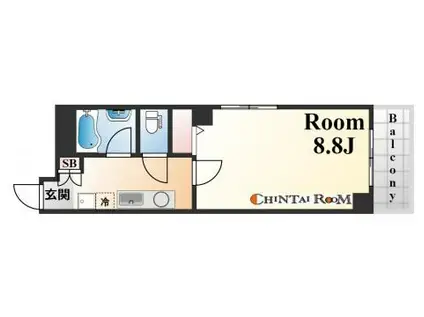 ヴィラ神戸3(1K/5階)の間取り写真