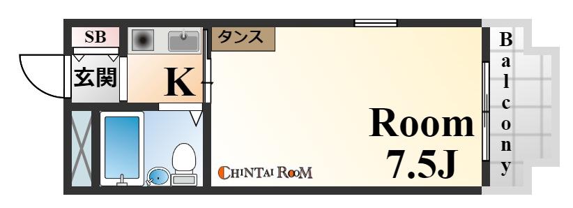 ジョイフル住吉(1K/1階)の間取り写真