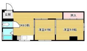 パレス上原(2DK/3階)の間取り写真