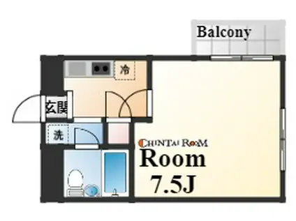 ヴィラ竹森(1K/2階)の間取り写真