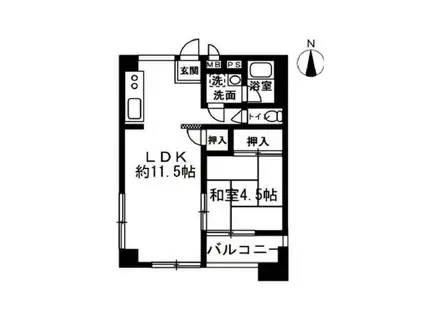 サニーハイツ森北(1LDK/4階)の間取り写真