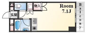 西灘駅前ハイツ(1K/4階)の間取り写真
