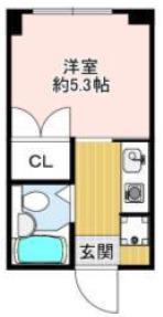 ときわ上筒井レクラン(1K/2階)の間取り写真