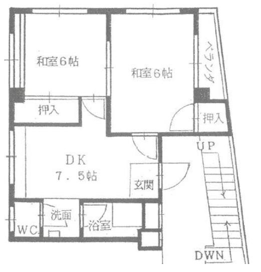 植野マンション(2DK/3階)の間取り写真