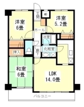 ゼフィール芦屋(3LDK/1階)の間取り写真