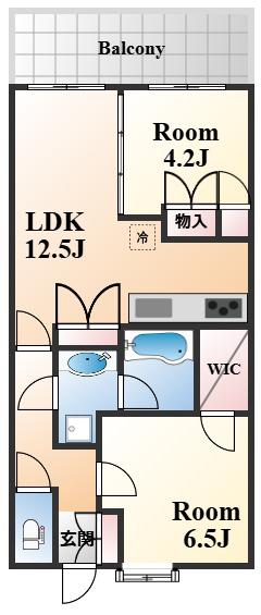 アーバネックス三宮磯辺通(2LDK/14階)の間取り写真
