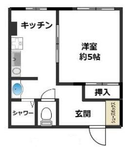 谷田ビル(1DK/5階)の間取り写真