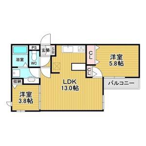 JS GARDEN(2LDK/2階)の間取り写真