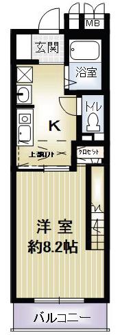 八甲田フィールドアパートメント(1K/4階)の間取り写真