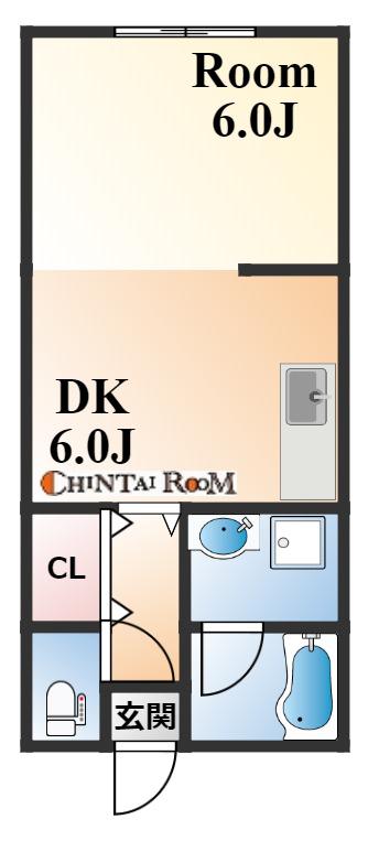 岡本グローリーハイツ(1DK/2階)の間取り写真