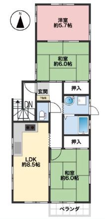 阪急電鉄神戸線 春日野道駅(阪急) 徒歩10分 2階建 築37年(3LDK)の間取り写真