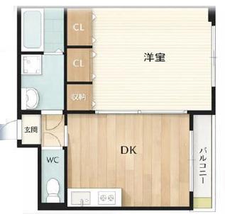 M&Cビル(1DK/6階)の間取り写真