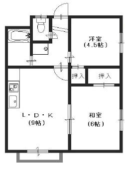 フラワー芦屋(2LDK/5階)の間取り写真