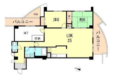 ル・パレ芦屋(3LDK/4階)の間取り写真