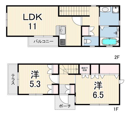 甲子園6丁目ヘーベルハウス(2LDK/1階)の間取り写真