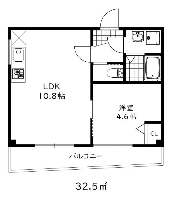サンハイツ三宮(1LDK/4階)の間取り写真