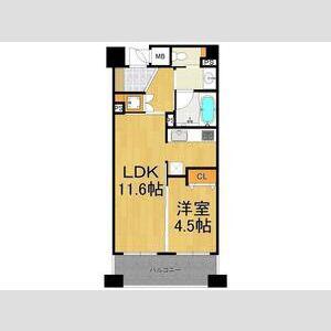 セイル西宮北口(1LDK/2階)の間取り写真