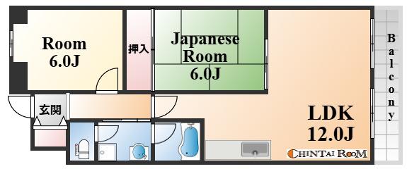 ナガイビルレジデンス芦屋西(2LDK/4階)の間取り写真