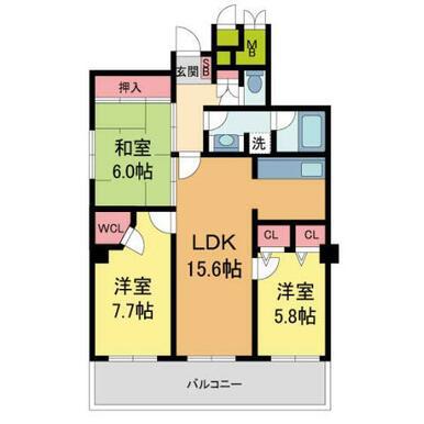 セントラルガーデンタワー(3LDK/3階)の間取り写真