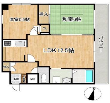 メープル神戸本山(2LDK/2階)の間取り写真