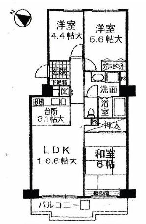 六甲グランドヒルズ(3LDK/7階)の間取り写真