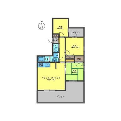 22番館(3LDK/4階)の間取り写真