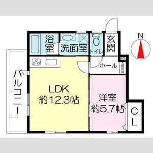 カサ・ド・リリオ北名次(1LDK/2階)の間取り写真