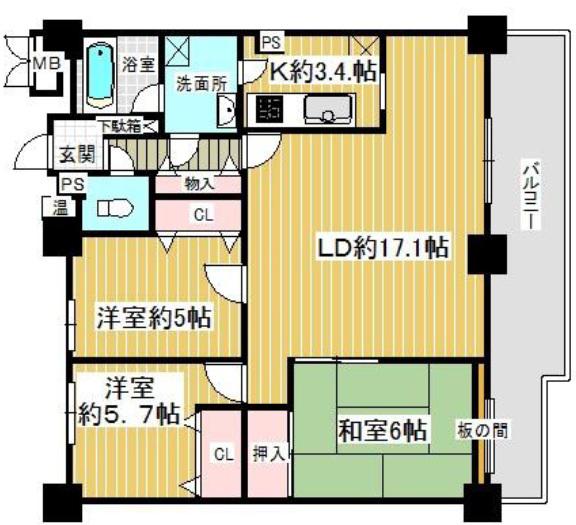 ラピタス31西宮(3LDK/23階)の間取り写真