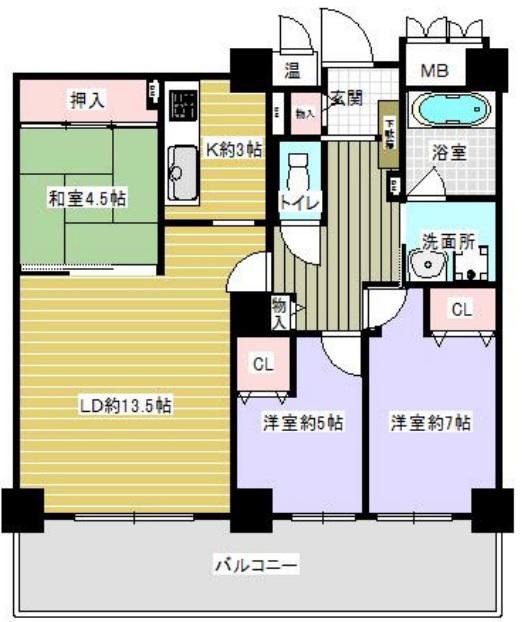 ラピタス31西宮(3LDK/19階)の間取り写真