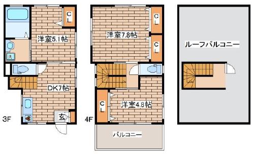 劉ビル(3DK/3階)の間取り写真