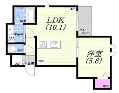ヘーベルメゾン芦屋(1LDK/3階)の間取り写真