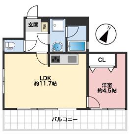 ライオンズマンション神戸元町通(1LDK/11階)の間取り写真