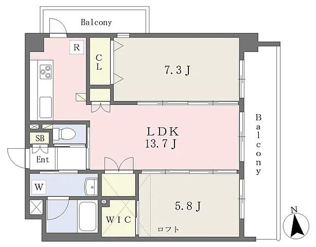 COMODO PLACE(2LDK/5階)の間取り写真