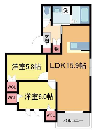 TIMMNY(2LDK/3階)の間取り写真