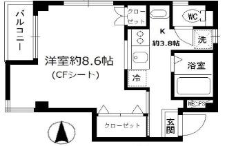 コート向森(1K/1階)の間取り写真