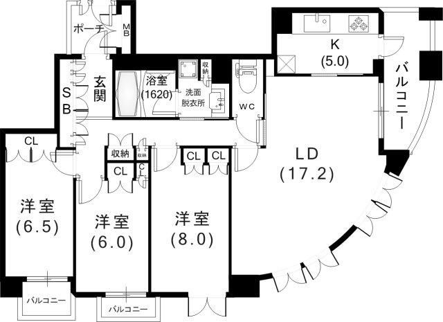 ダイナシティ住吉川(3LDK/3階)の間取り写真