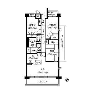 甲子園六石町ハイツ(3LDK/4階)の間取り写真